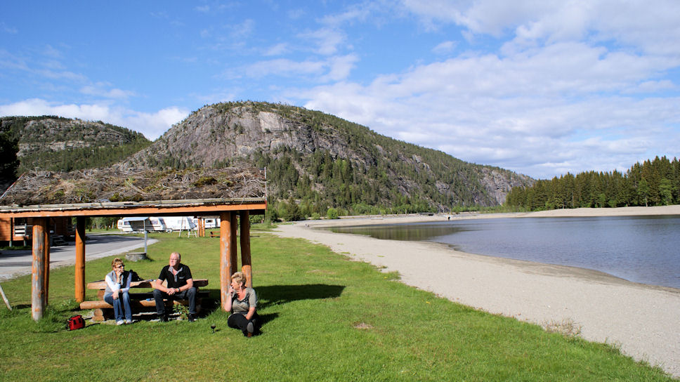 Namsos camping, Ons uitzicht vanuit de  hytter 
